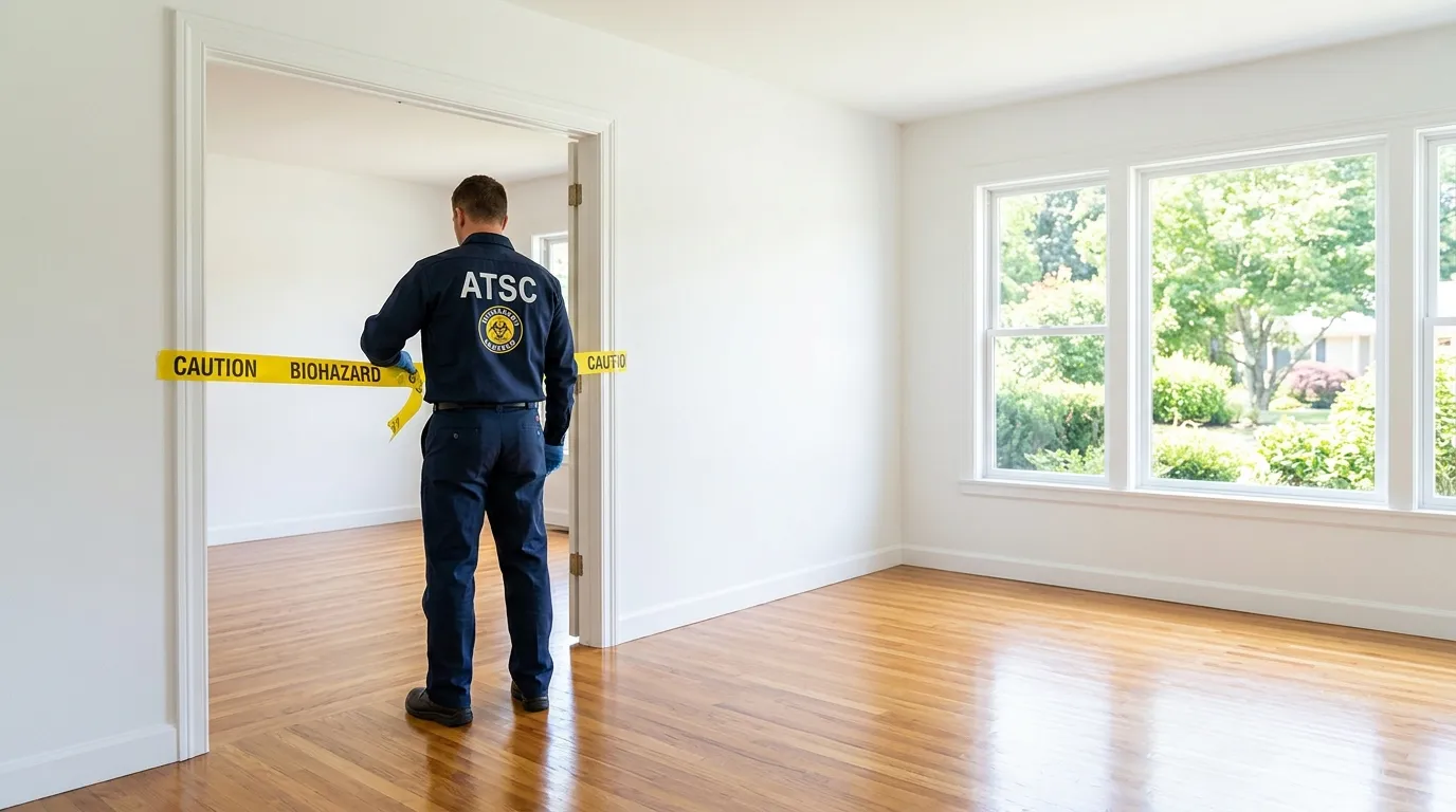 Certified biohazard cleanup crew performing Decomposition Cleanup in Plumas Lake